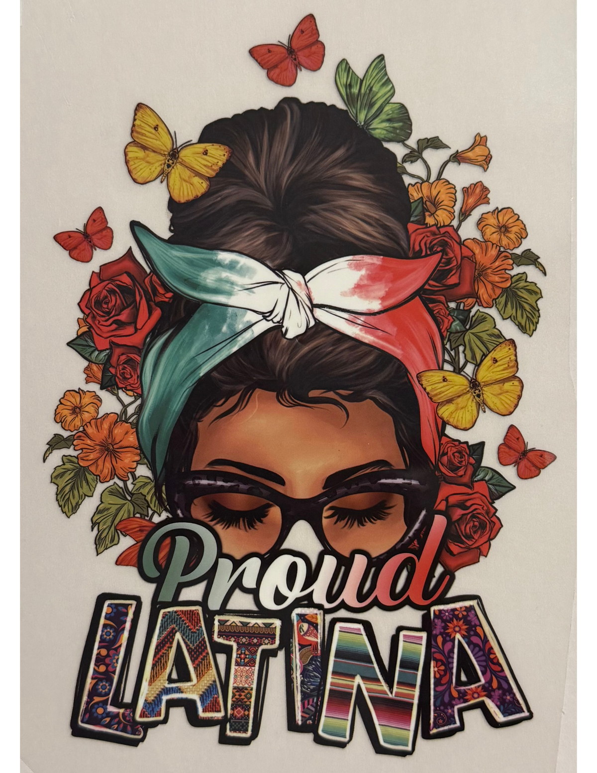 Proud Latina Floral Butterfly Graphic