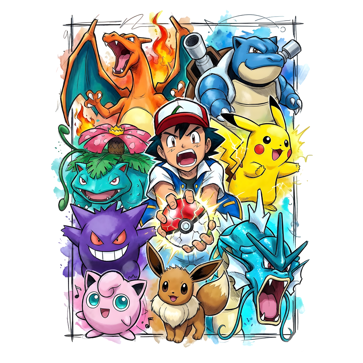 Ash and Pokémon Team Graphic