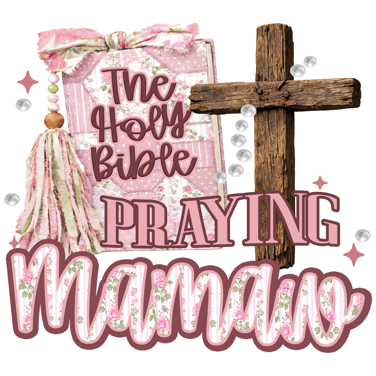 Praying Mamaw - Floral Bible & Cross Graphic