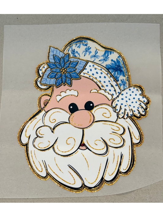 Kids Christmas Santa Blue Floral Hat Graphic