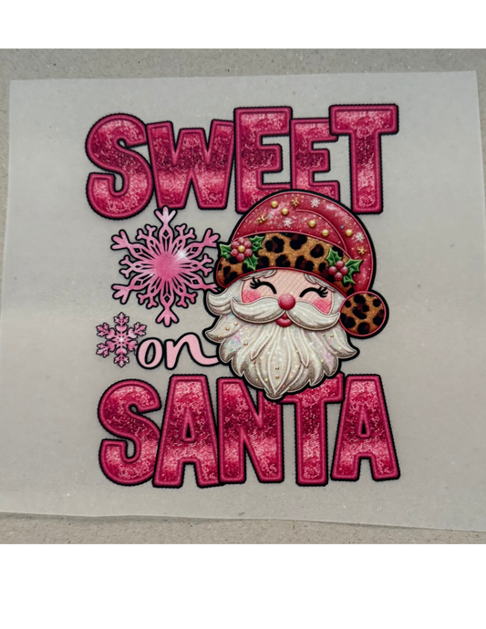 Kids Sweet Santa Pink Glitter Graphic