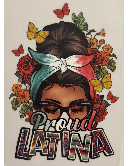 Proud Latina Floral Butterfly Graphic