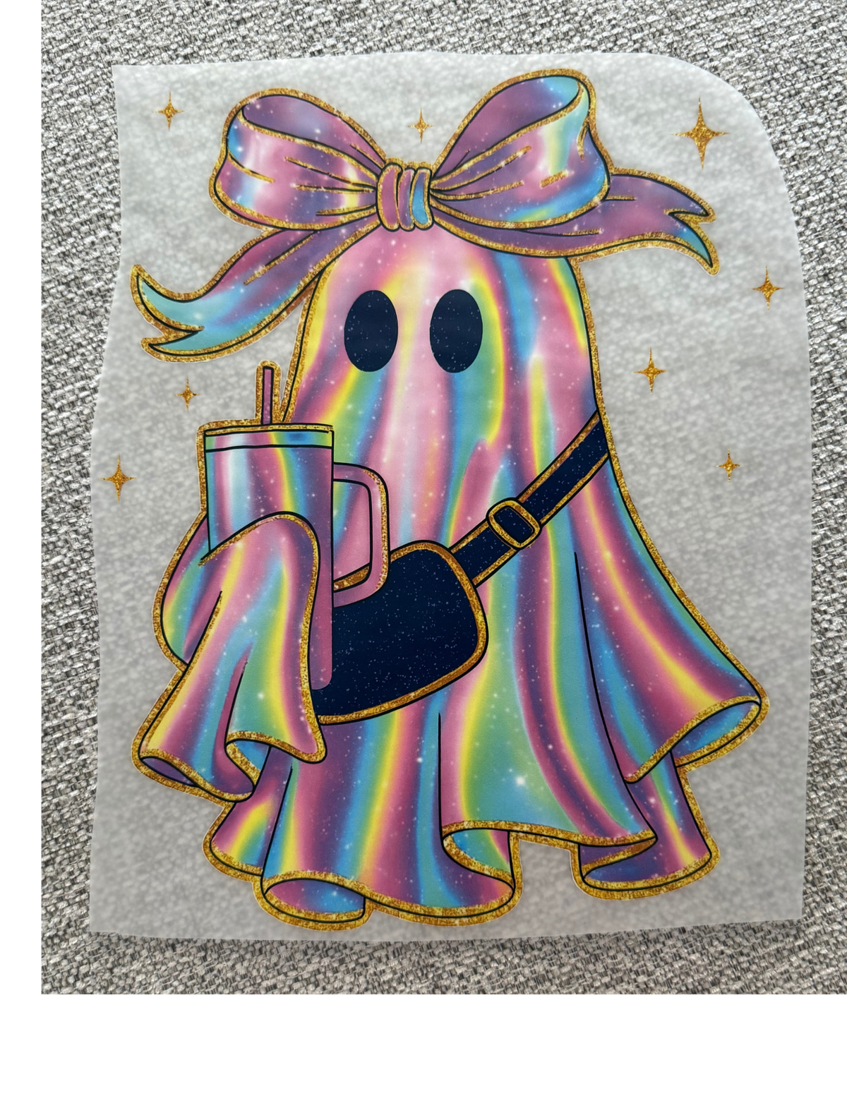 Iridescent Ghost Tumbler Bow Graphic