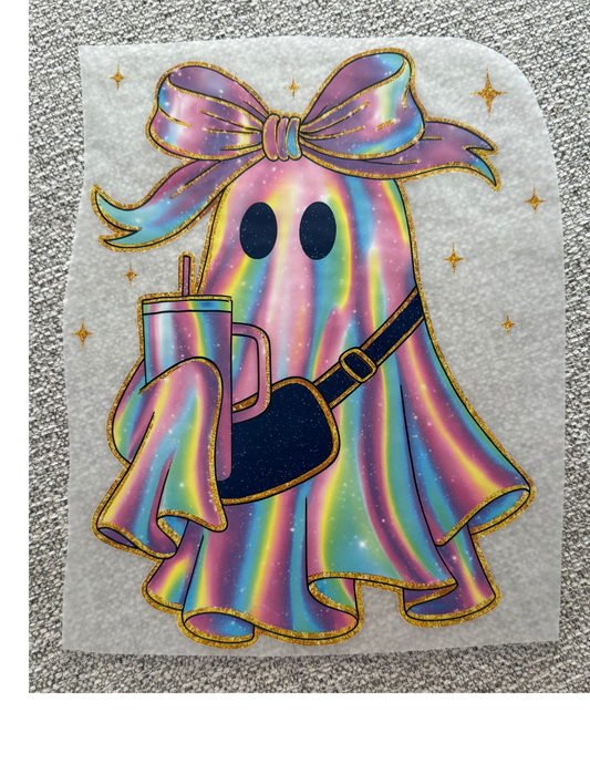 Iridescent Ghost Tumbler Bow Graphic