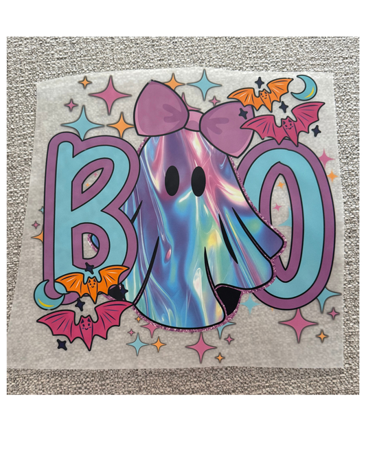 Boo Iridescent Ghost Purple Blue Graphic