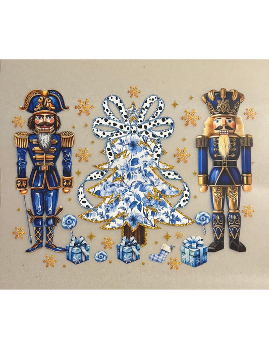 Kids Blue White Nutcracker Christmas Tree Graphic
