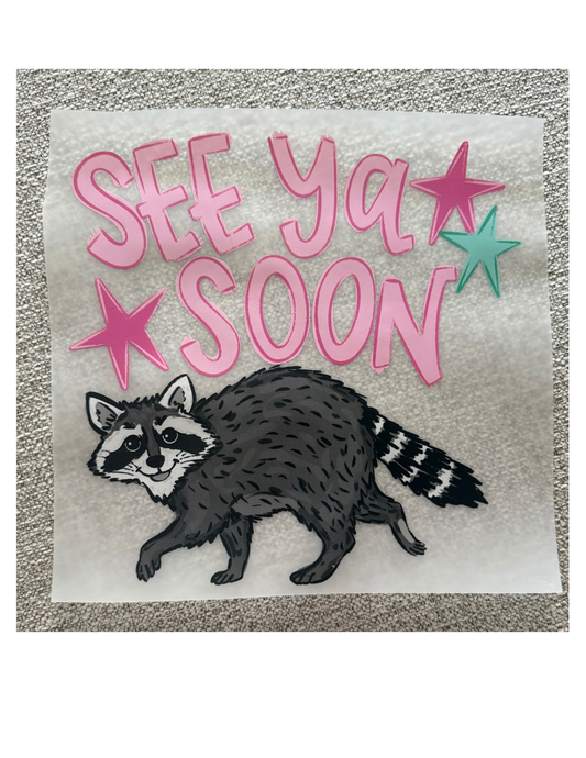 See You Soon Raccoon Pink Star Graphic