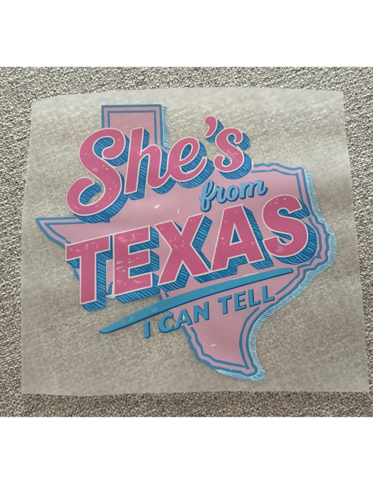 She’s From Texas Pink and Blue State Graphic
