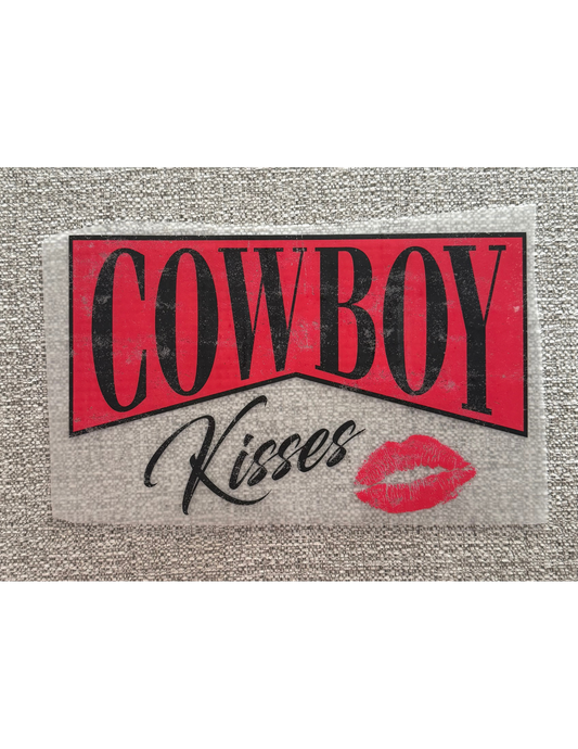 Distressed Cowboy Kisses Red Box Graphic