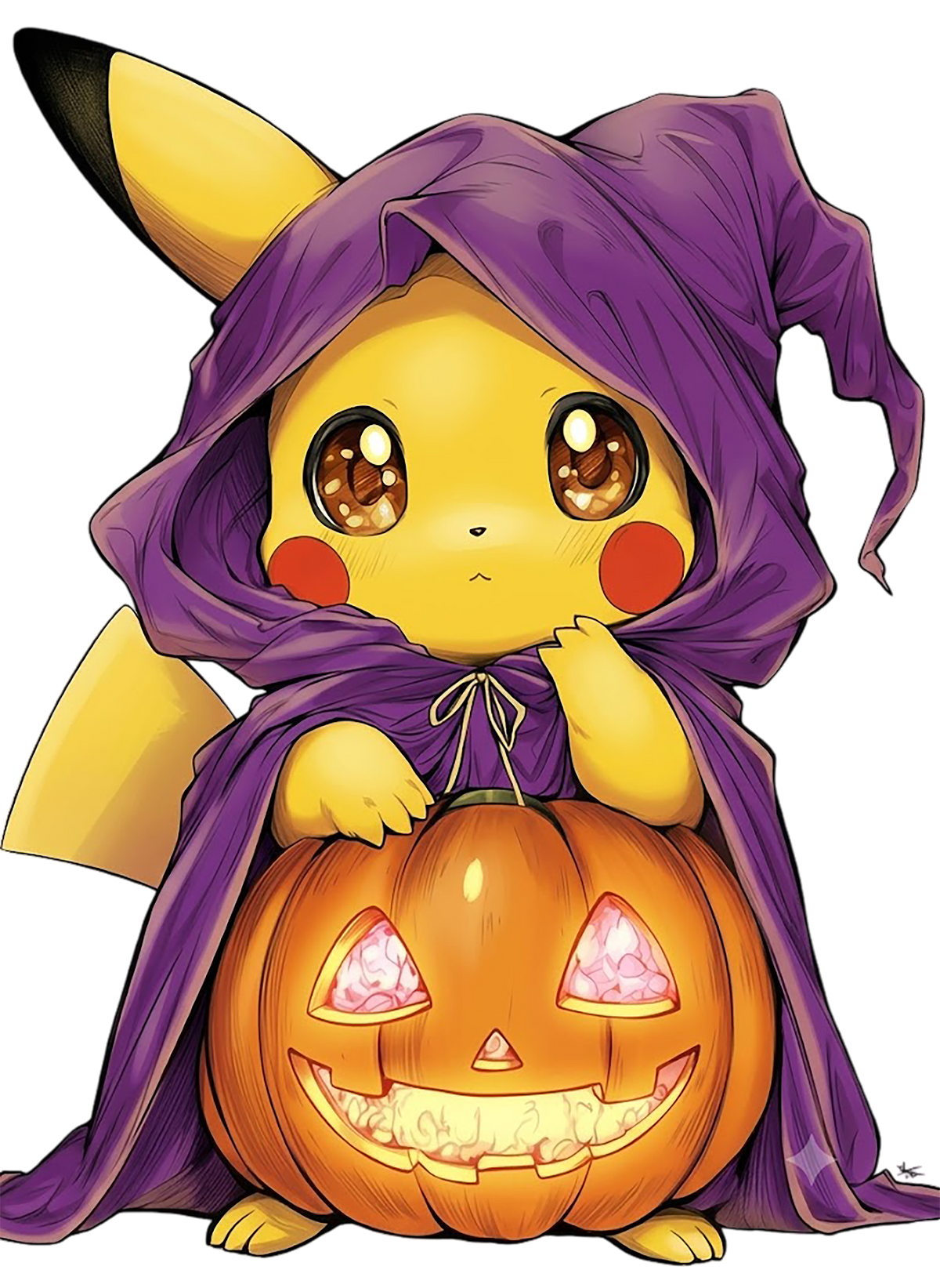Pumpkin Pikachu Purple Cape Halloween Graphic