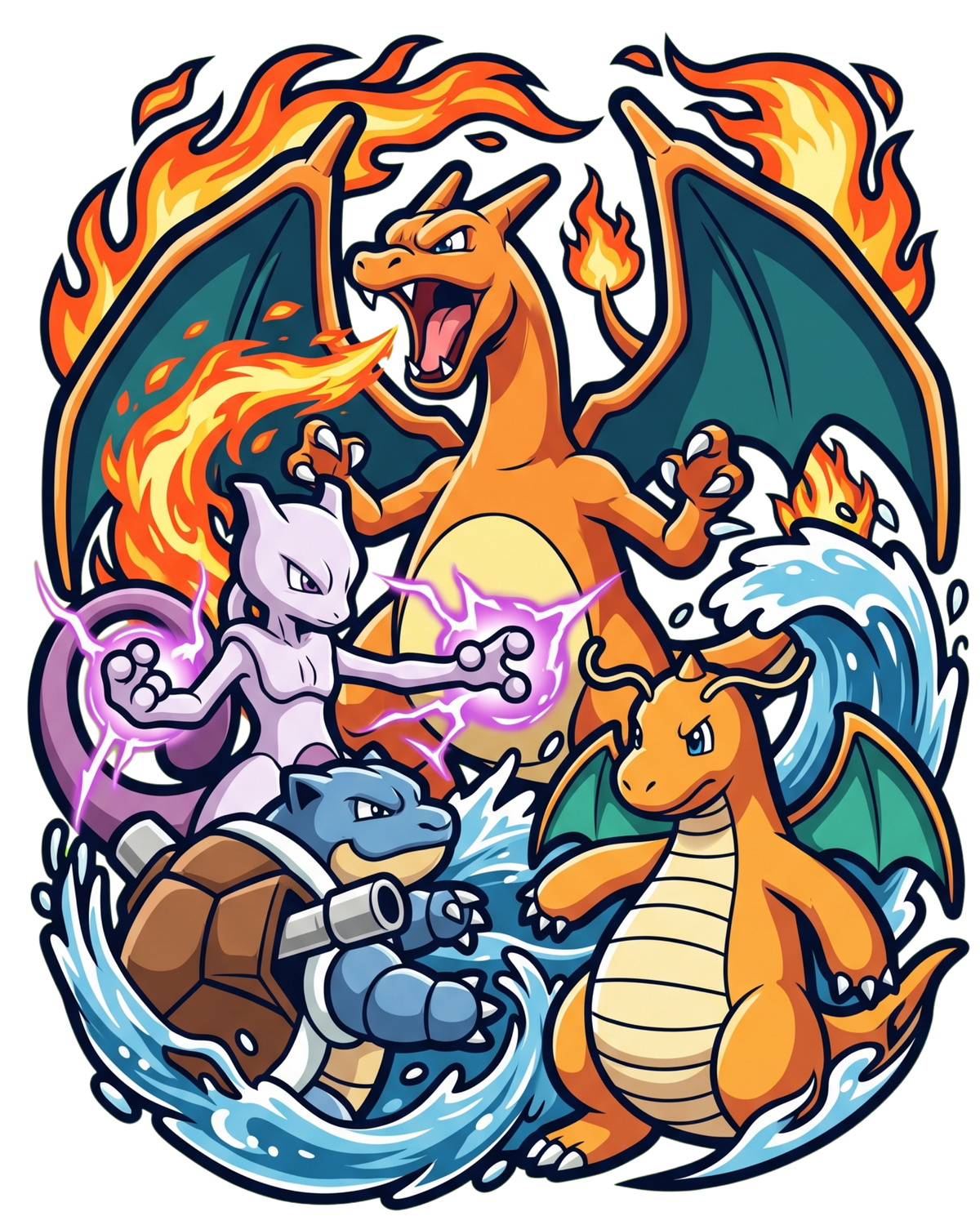 Colorful Pokémon Group Graphic