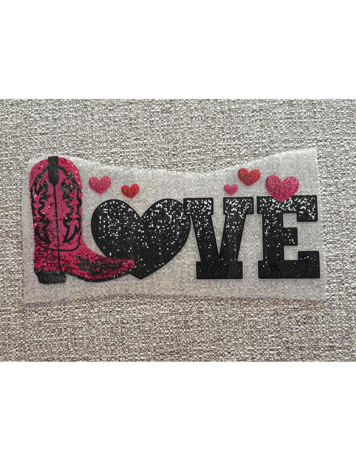 Pink Black Glitter LOVE Boot Graphic