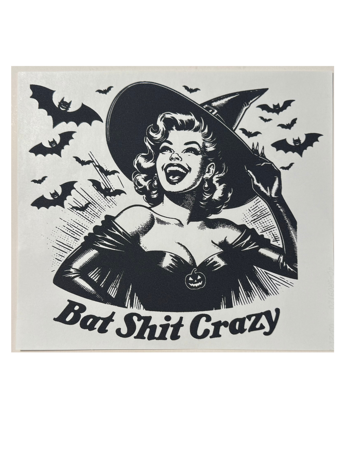 Bat Shit Crazy Pin-Up Witch Graphic