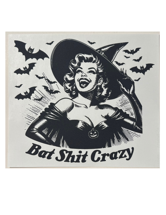 Bat Shit Crazy Pin-Up Witch Graphic