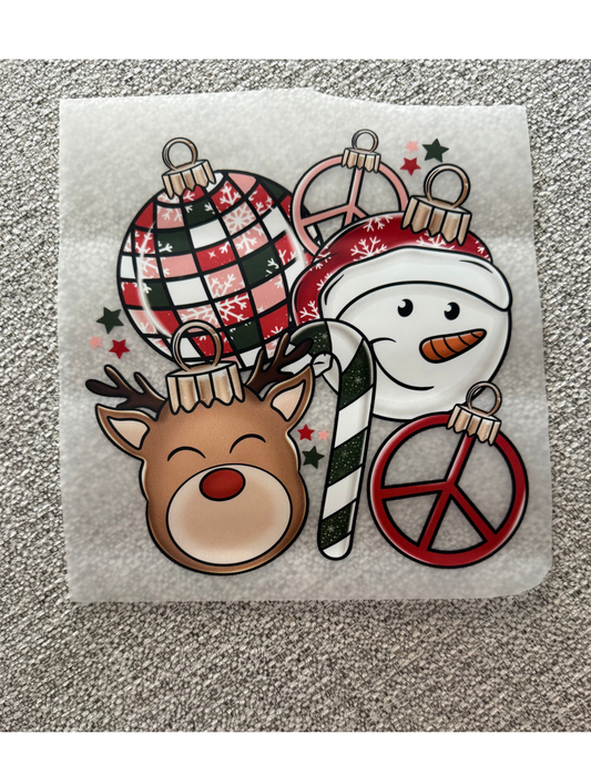 Kids Christmas Rudolph Snowman Ornament Peace Graphic