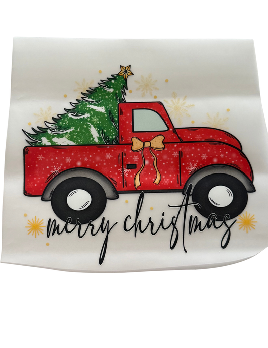 Kids Christmas Red Truck Tree Graphic