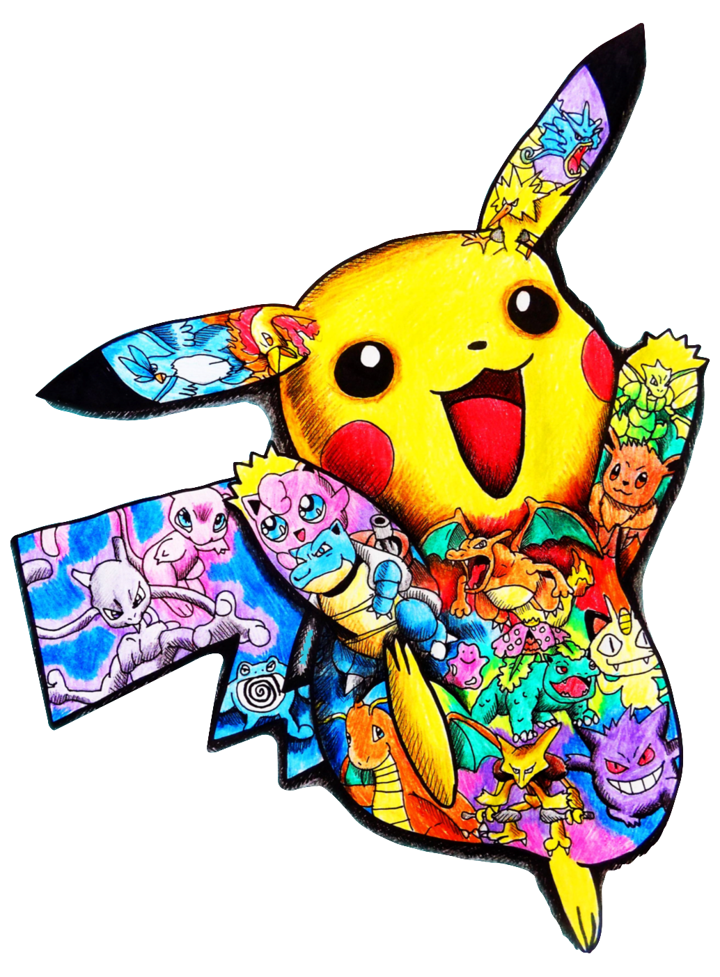 Tattoo-Style Pikachu Graphic