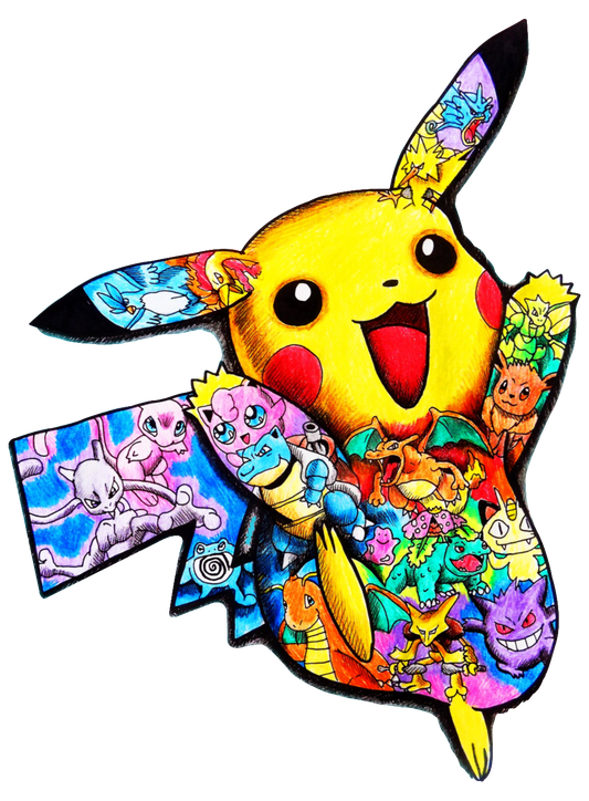 Tattoo-Style Pikachu Graphic