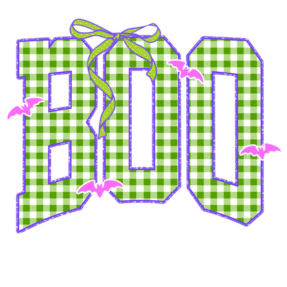 BOO Checker Print Bow Halloween Graphic