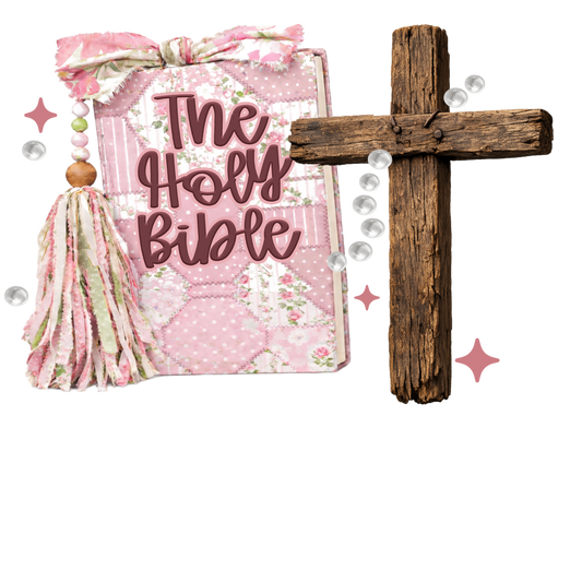 The Holy Bible - Floral Pink Bible & Cross Graphic