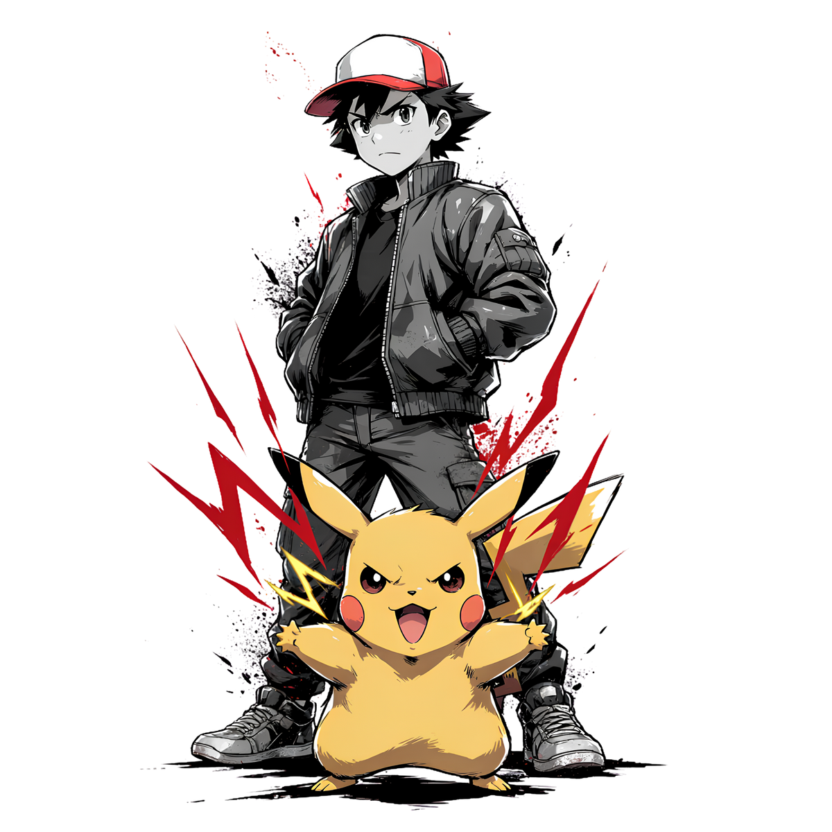 Color-Pop Ash and Pikachu Graphic