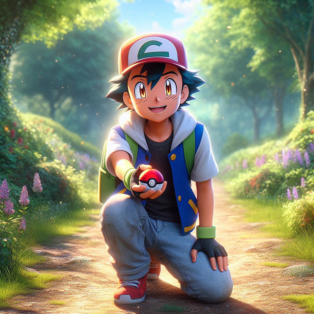 Ash Offering Poké Ball Graphic