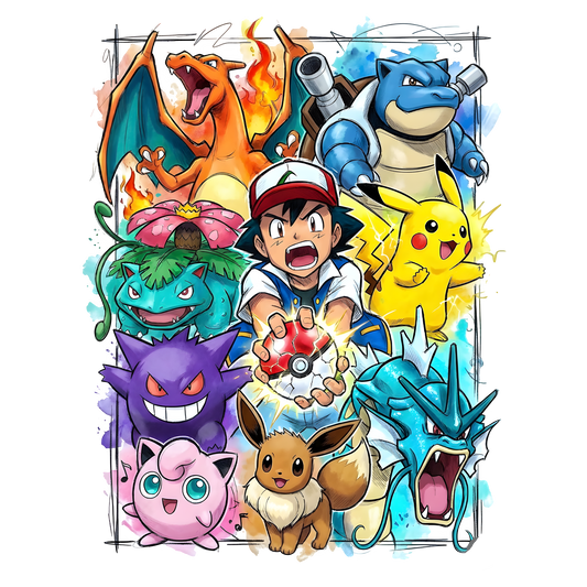 Ash and Pokémon Team Graphic