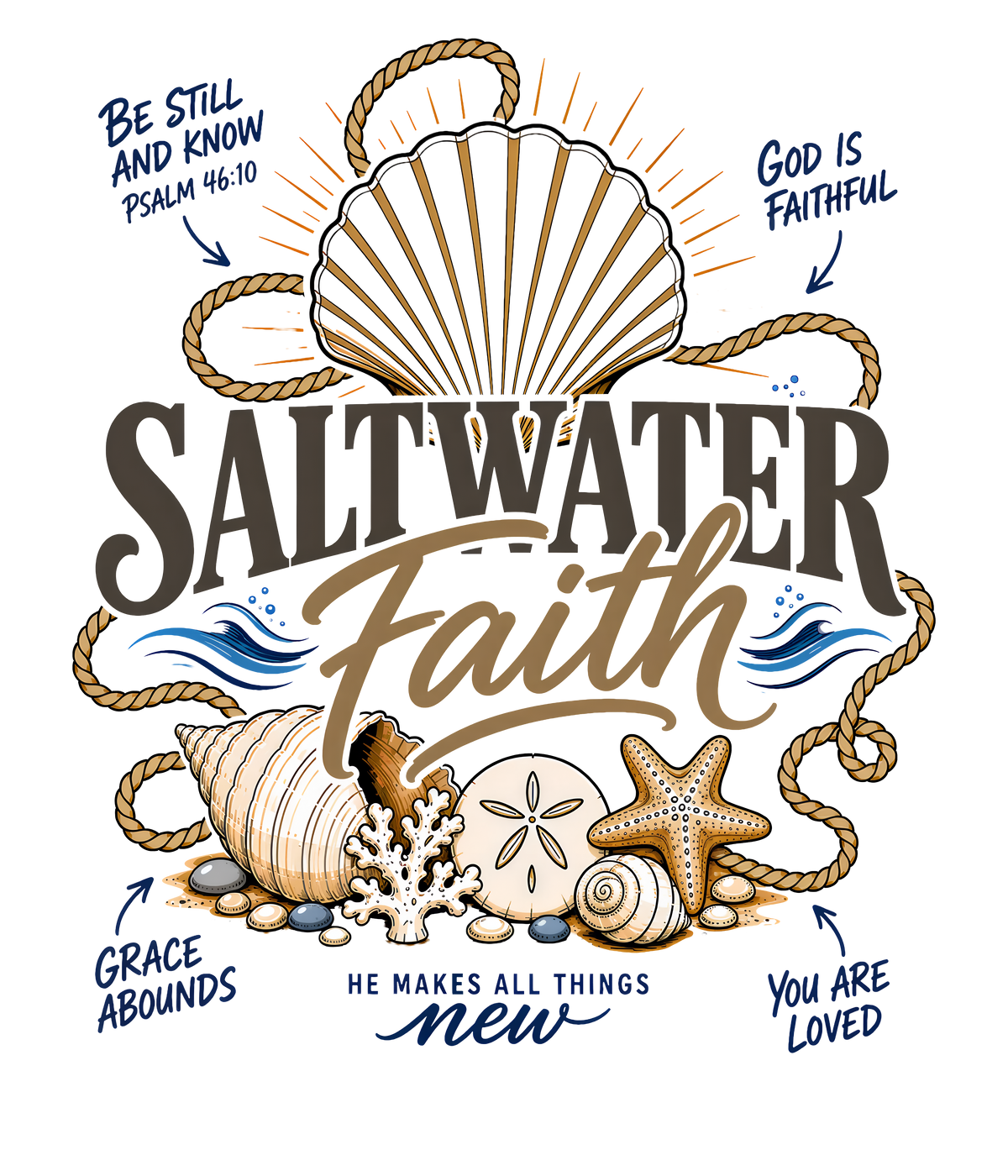 Saltwater Faith - Beach & Shells Graphic