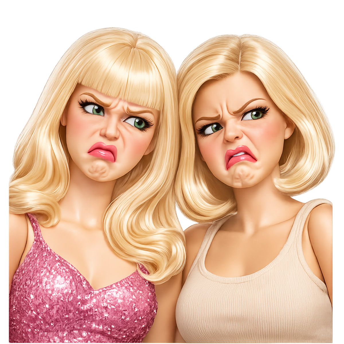 Two Disgusted Barbies Blonde